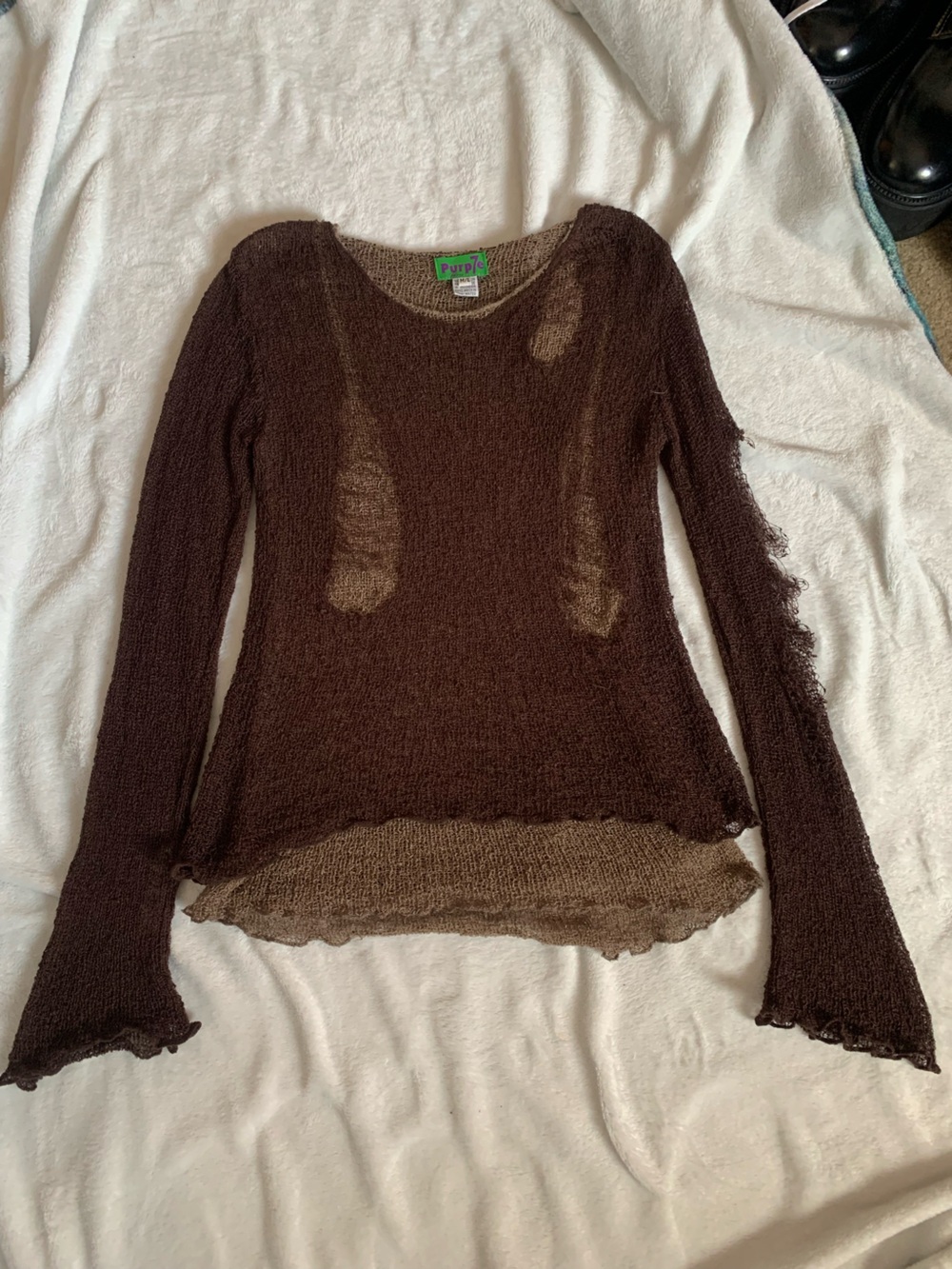 Purp7e distressed fairy goblin top